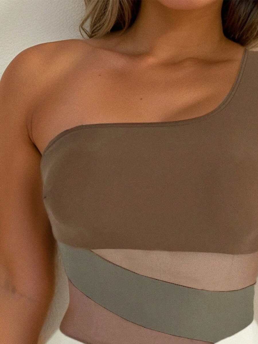 Maiô Illusion Mesh One Shoulder