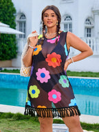 Saída de Praia Plus Size Gola Redonda