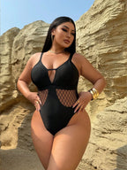 Maiô Plus Size com Recortes Vazados