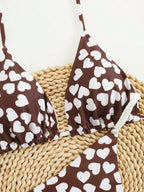 Biquíni Corações e Animal Print com Tie Back