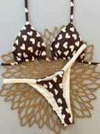 Biquíni Corações e Animal Print com Tie Back