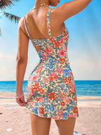 Conjunto de Praia com Saia Transpassada e Nó Lateral
