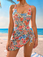 Conjunto de Praia com Saia Transpassada e Nó Lateral