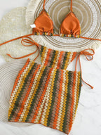 Conjunto de Biquíni Frente-Única com Tie Back 3 Peças