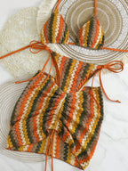 Conjunto de Biquíni Frente-Única com Tie Back 3 Peças