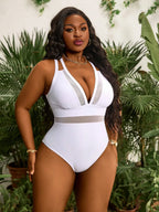 Maiô Plus Size Malha Contraste