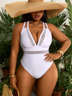 Maiô Plus Size Malha Contraste