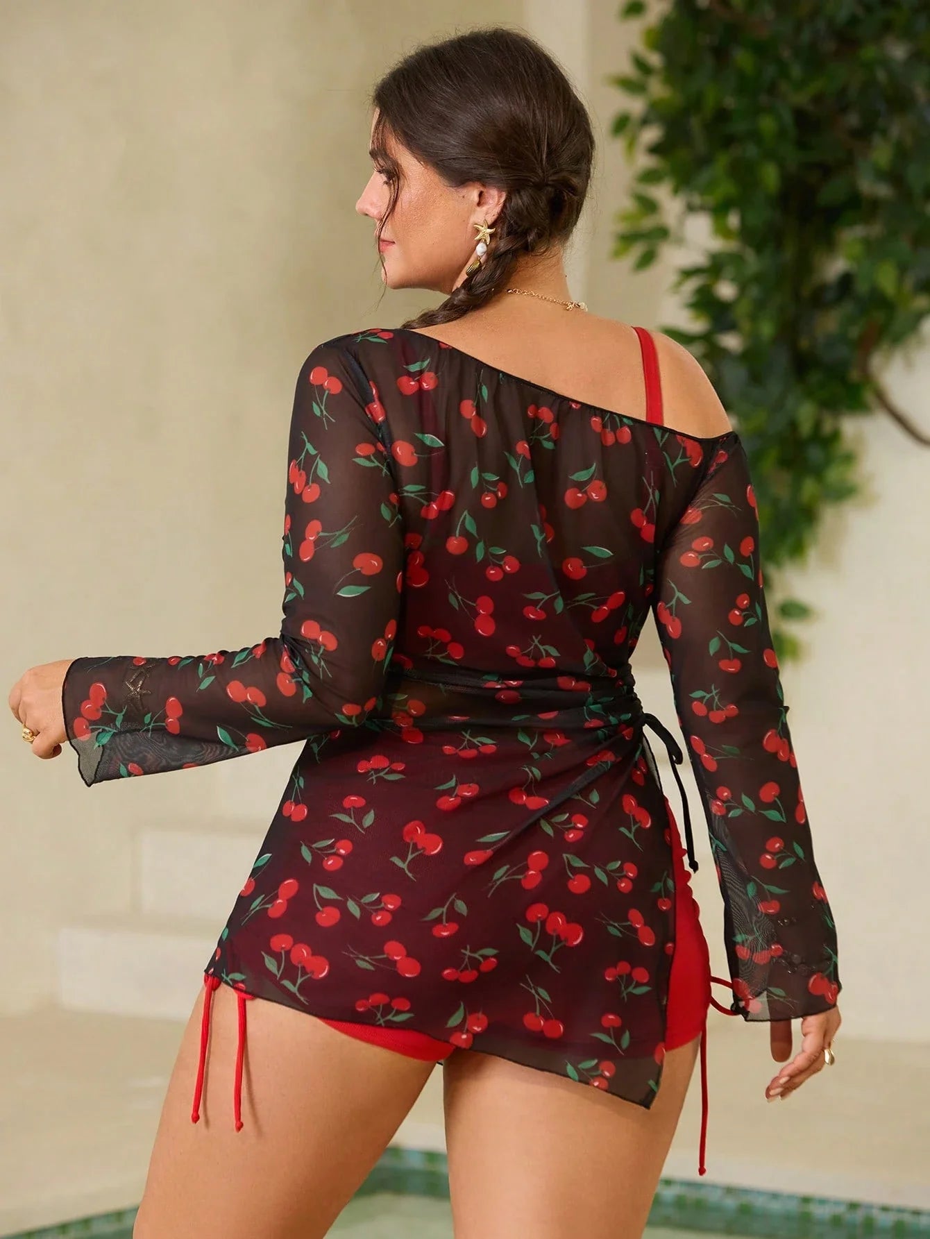 Conjunto de Biquíni Plus Size Top Ombro
