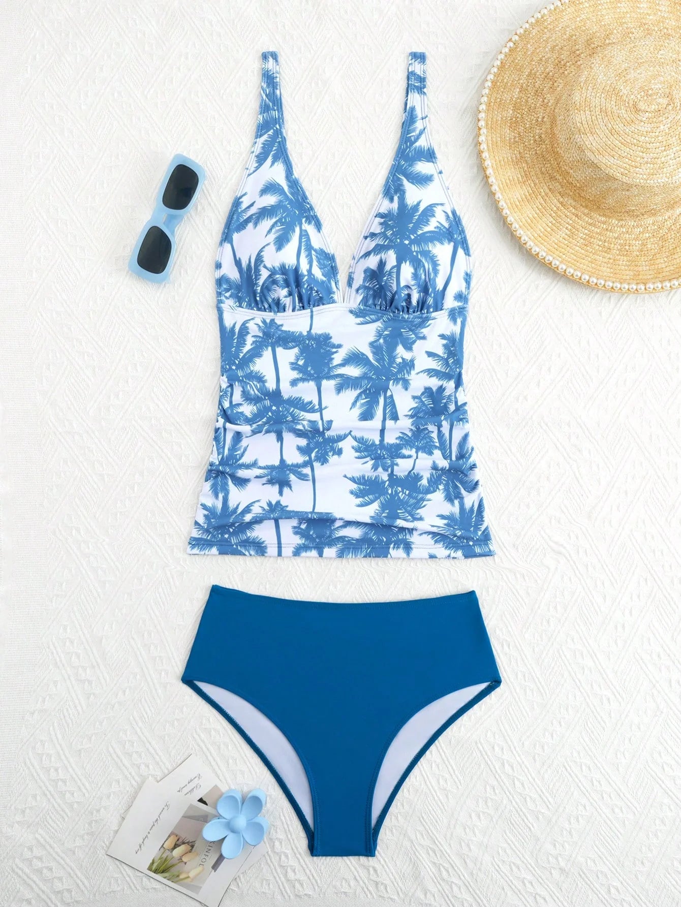 Tankini com Decote V e Costas Abertas