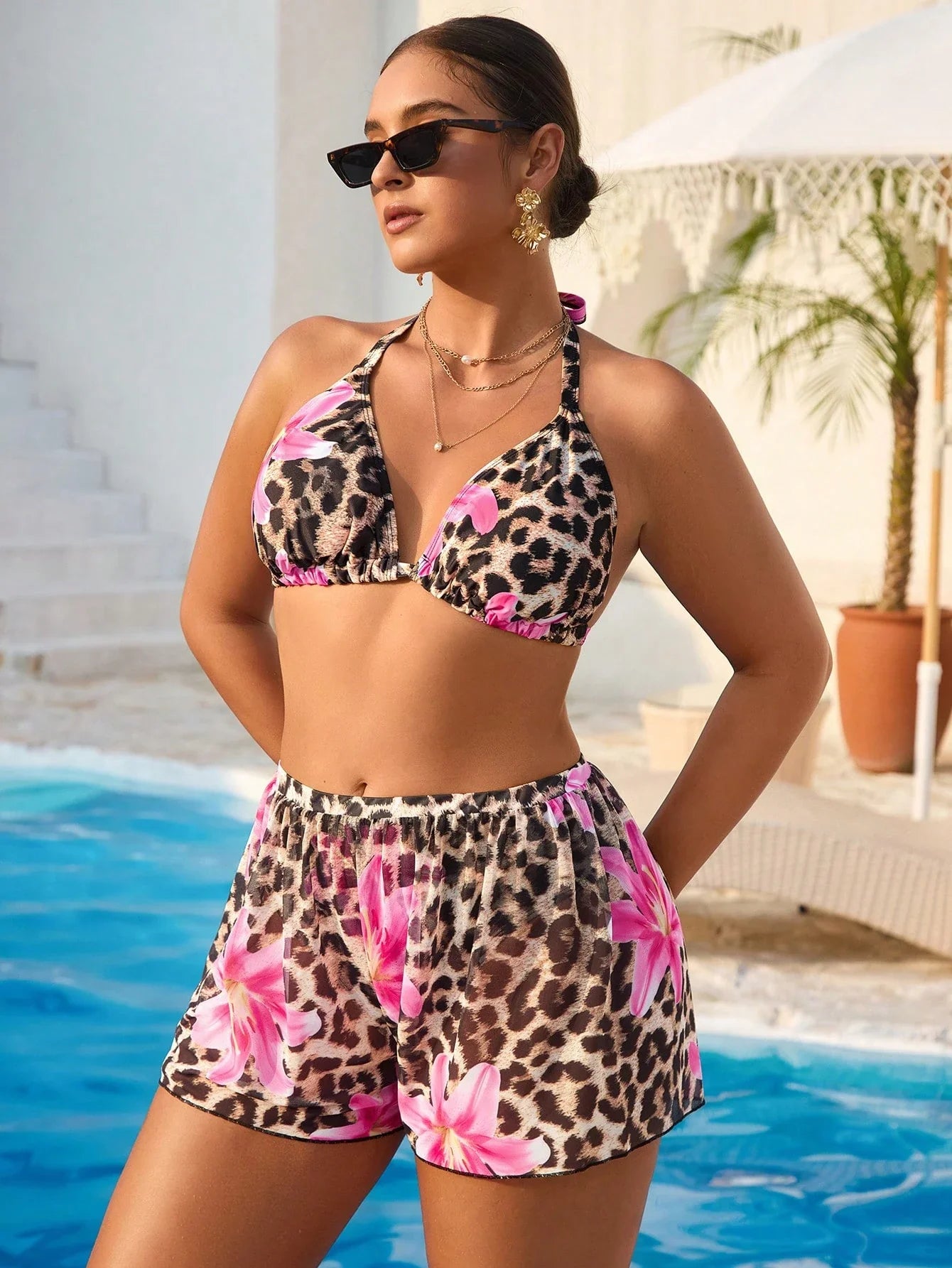 Conjunto de Biquíni Plus Size 3 Peças