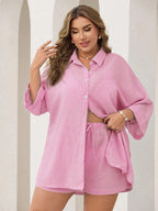 Conjunto Plus Size Listrado com Botões