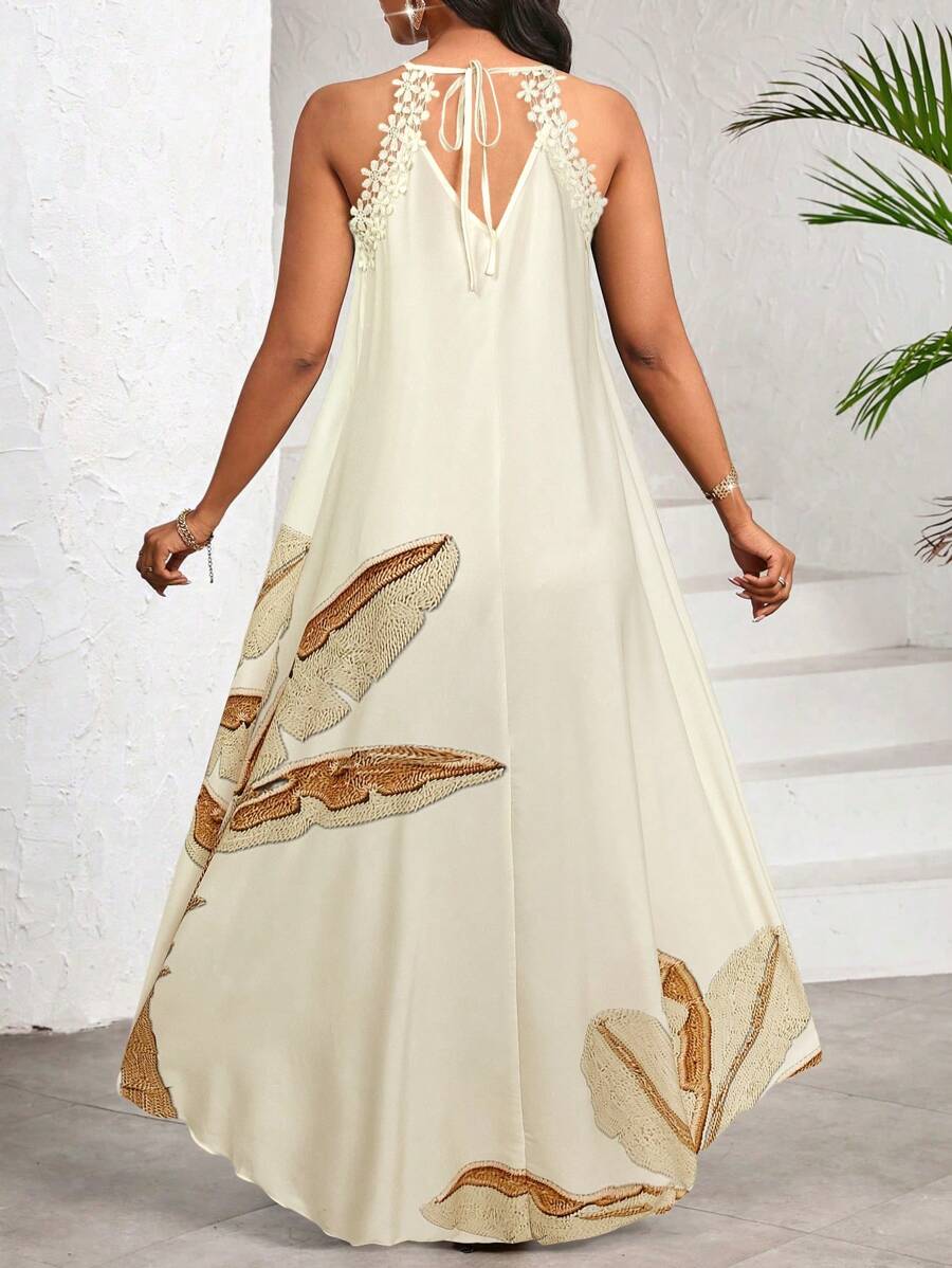 Vestido Maxi Frente Única com Laço e Bainha Assimétrica