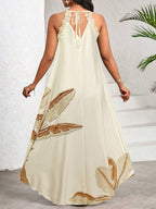 Vestido Maxi Frente Única com Laço e Bainha Assimétrica