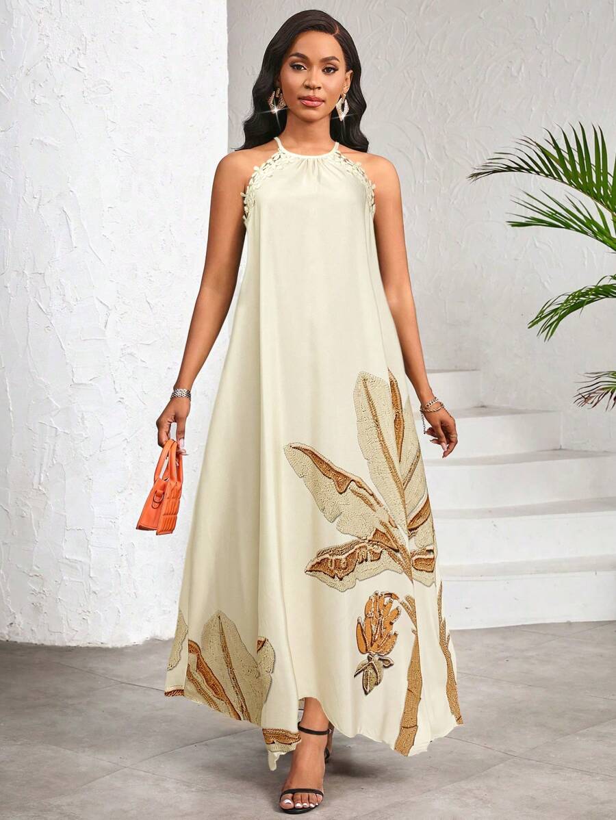 Vestido Maxi Frente Única com Laço e Bainha Assimétrica