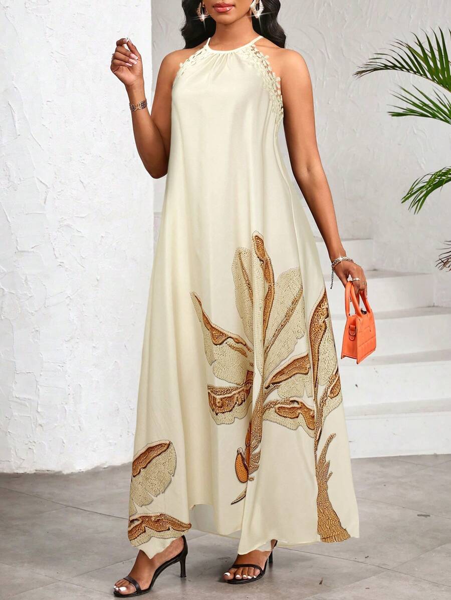 Vestido Maxi Frente Única com Laço e Bainha Assimétrica