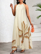 Vestido Maxi Frente Única com Laço e Bainha Assimétrica