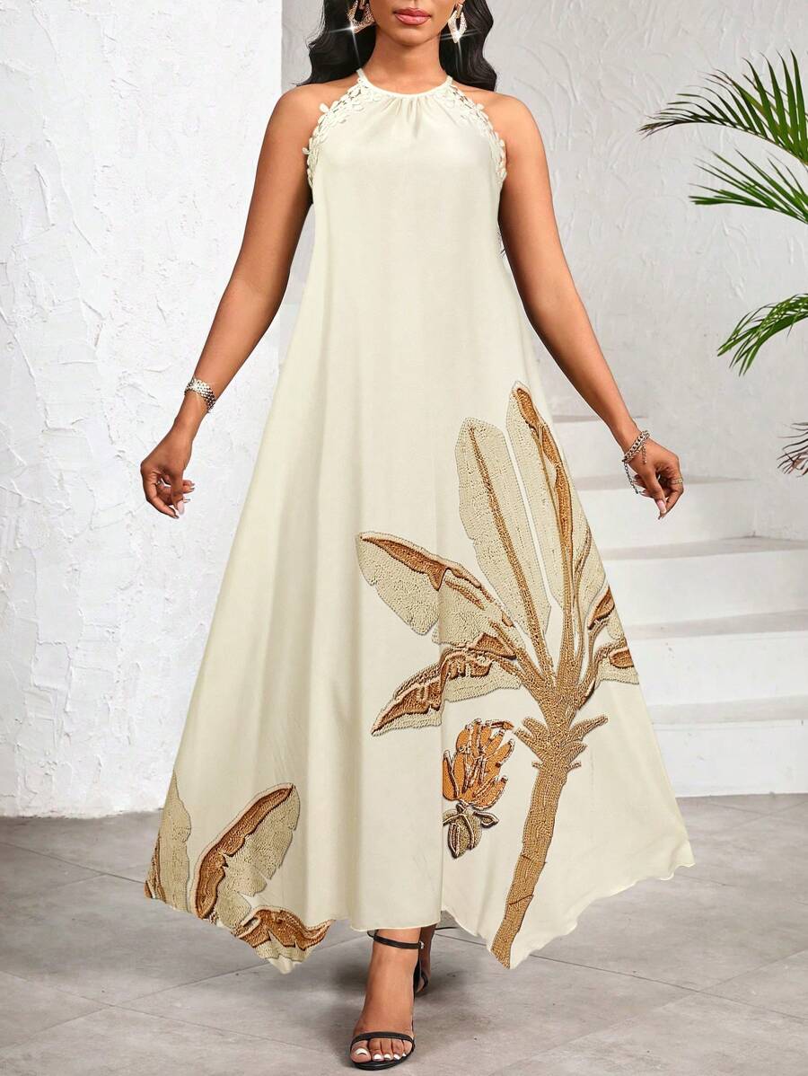 Vestido Maxi Frente Única com Laço e Bainha Assimétrica