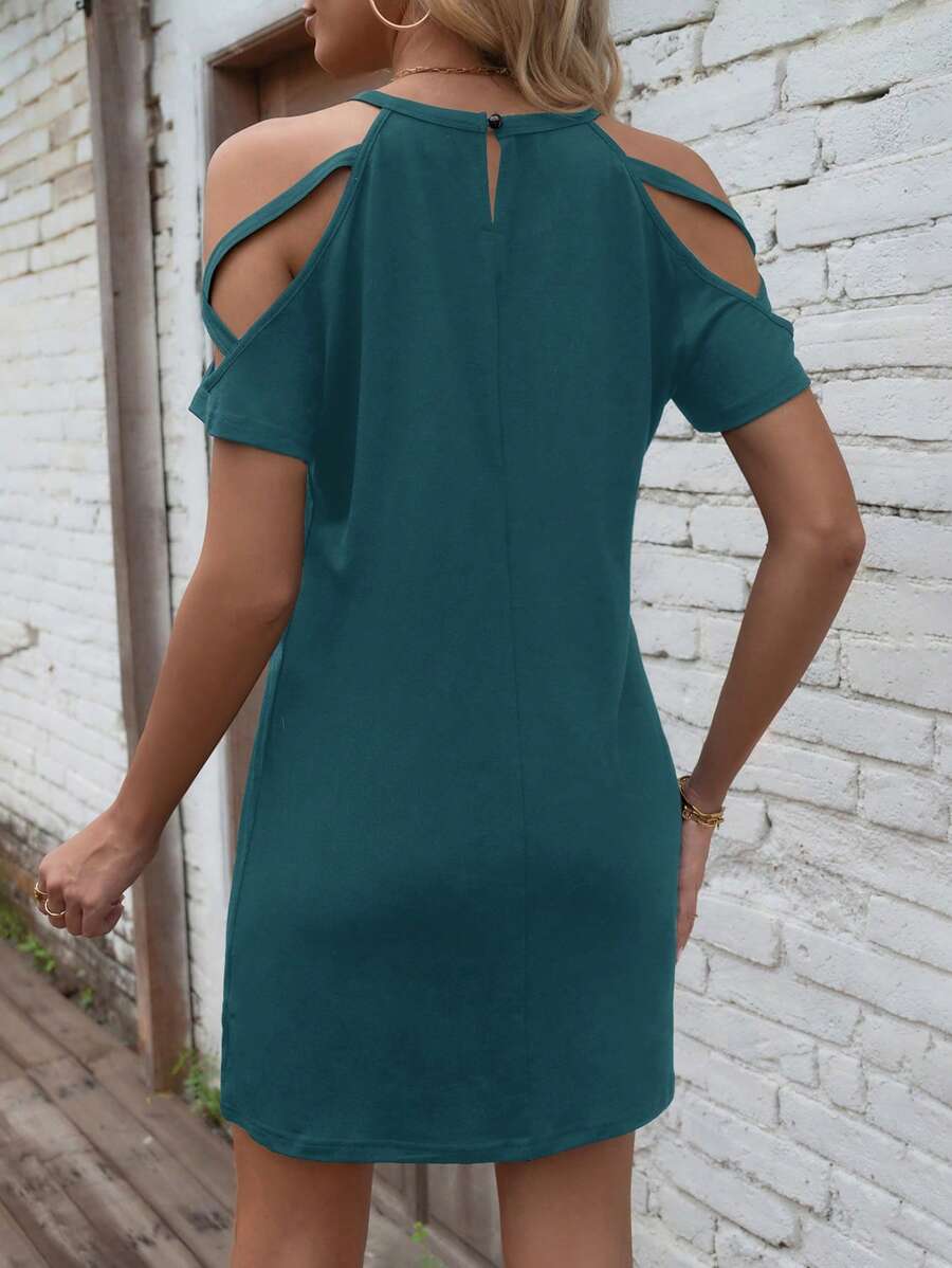 Vestido Curto Ombro a Ombro com Detalhe Vazado - La Lecce