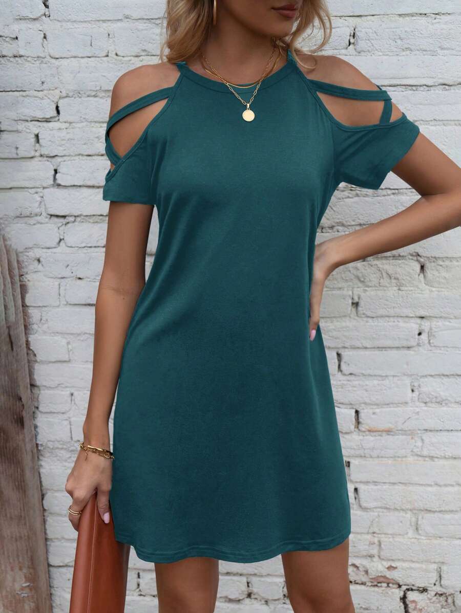 Vestido Curto Ombro a Ombro com Detalhe Vazado - La Lecce