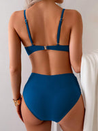 Conjunto de Biquíni Torcido com Cintura Alta Franzida