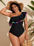 Maiô Plus Size Decote Assimétrico