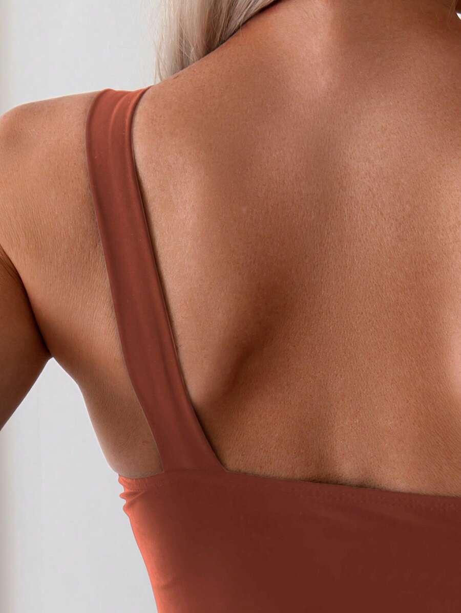 Maiô One Shoulder Golden Detail