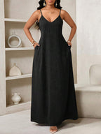 Vestido Maxi Boho de Alças com Costas Abertas e Bolsos - La Lecce