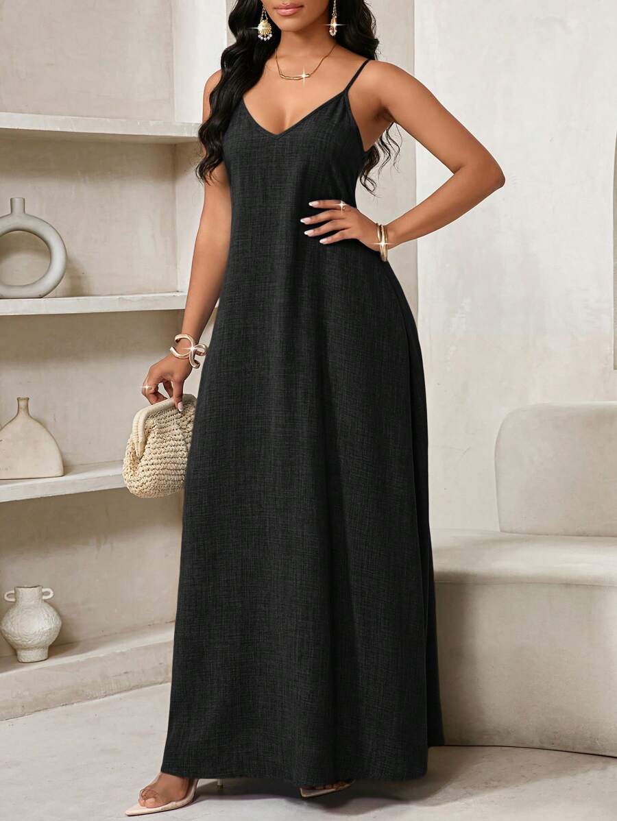 Vestido Maxi Boho de Alças com Costas Abertas e Bolsos - La Lecce
