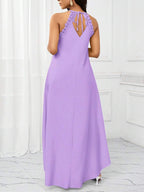 Vestido Maxi Frente Única com Laço e Bainha Assimétrica