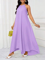 Vestido Maxi Frente Única com Laço e Bainha Assimétrica
