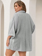 Conjunto Plus Size Listrado com Botões