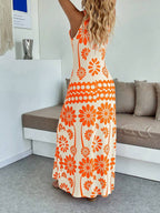 Vestido Longo Boho de Alças Finas com Bainha Assimétrica - La Lecce