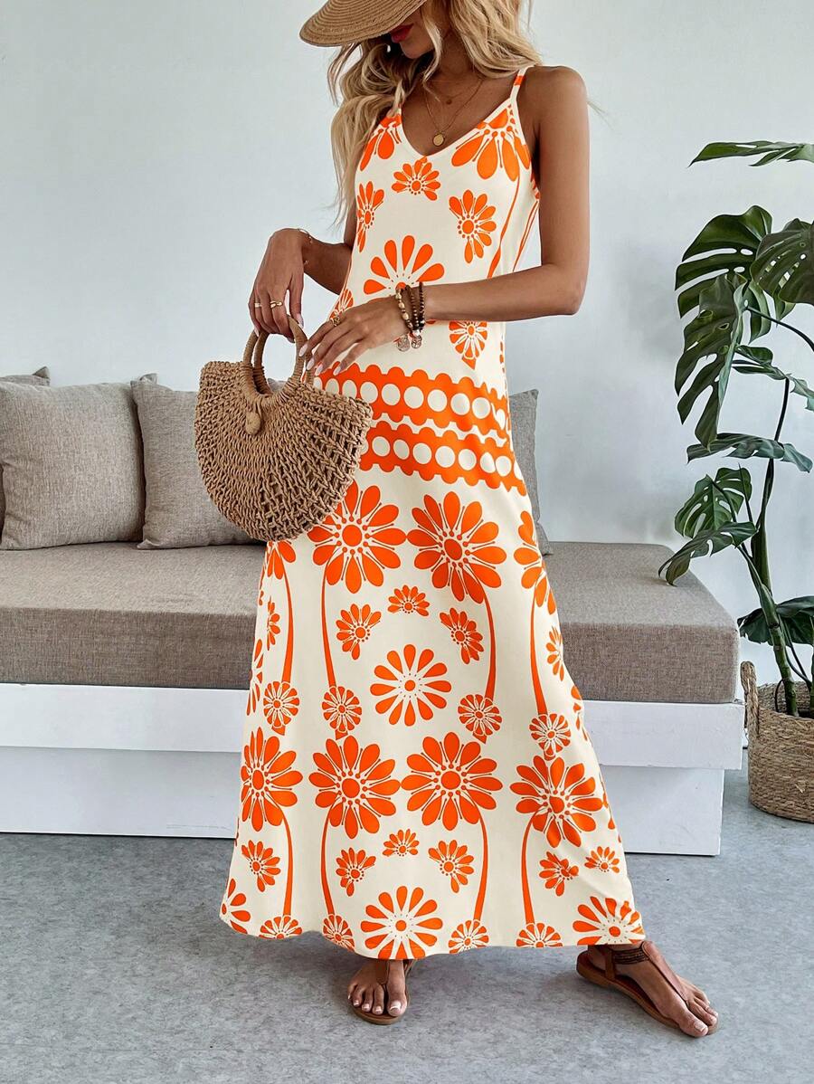 Vestido Longo Boho de Alças Finas com Bainha Assimétrica - La Lecce
