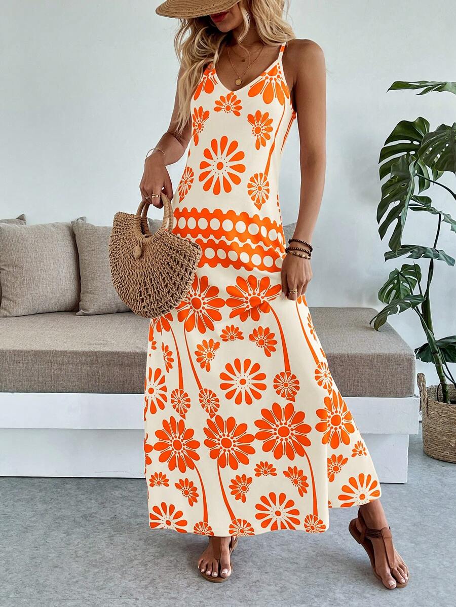 Vestido Longo Boho de Alças Finas com Bainha Assimétrica - La Lecce