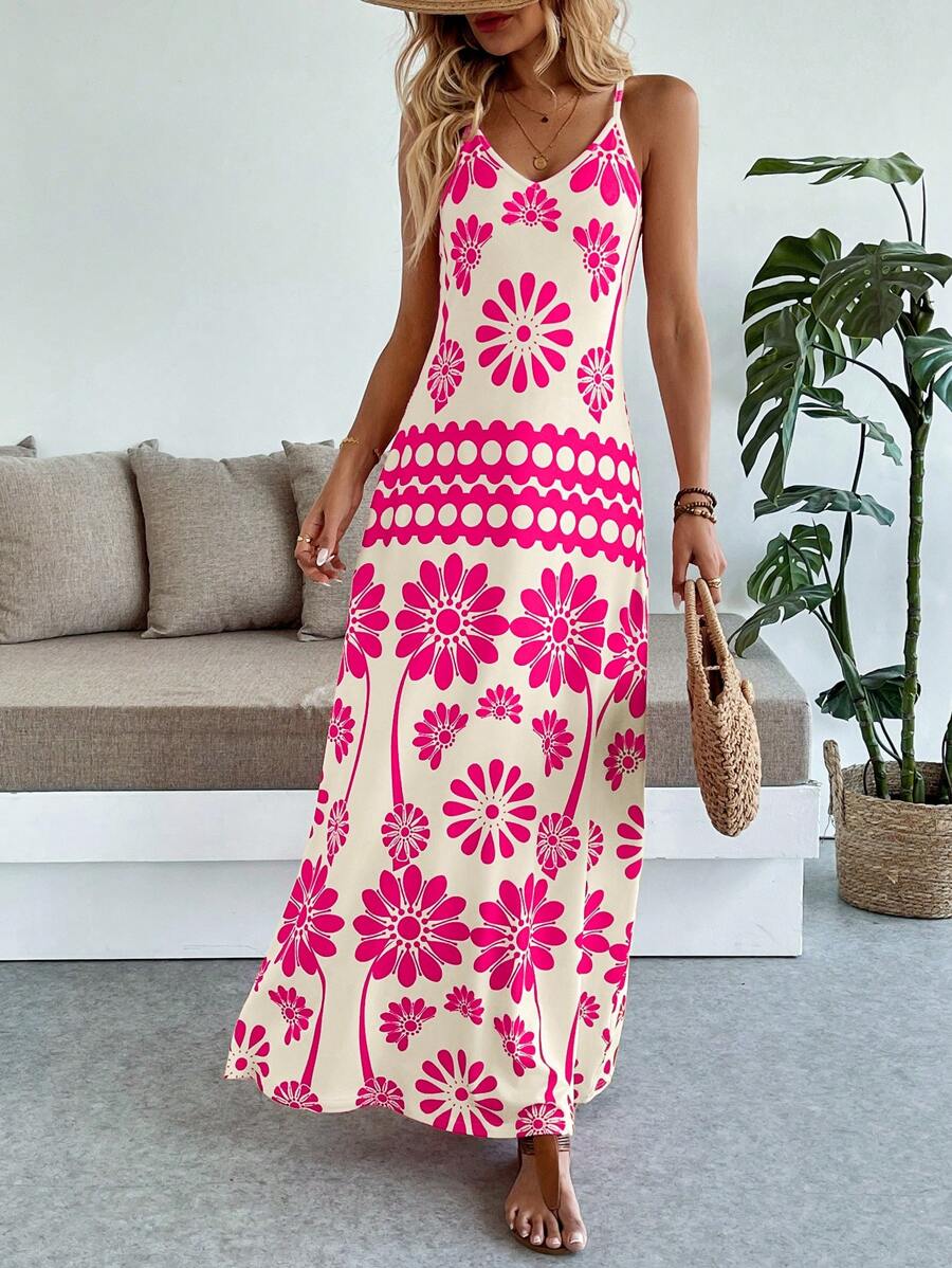 Vestido Longo Boho de Alças Finas com Bainha Assimétrica - La Lecce