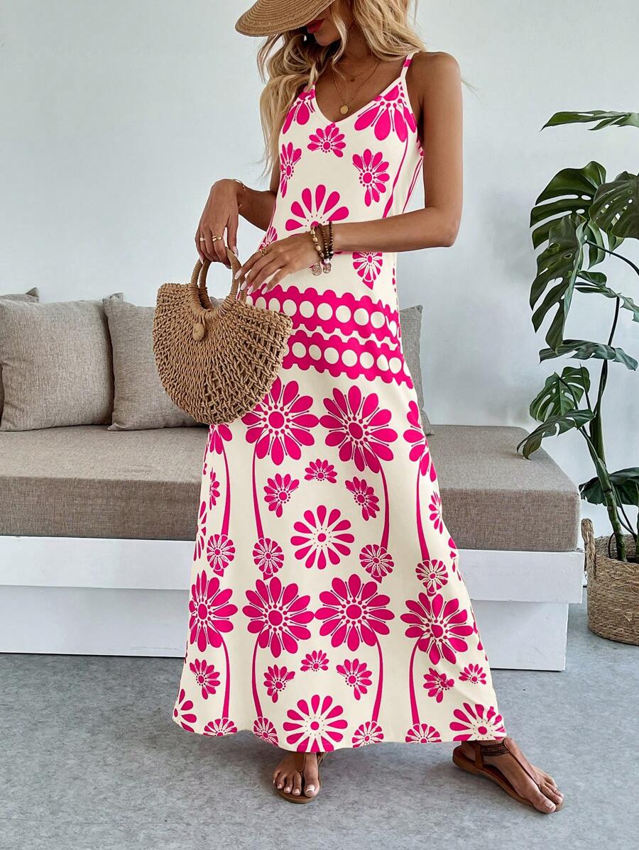 Vestido Longo Boho de Alças Finas com Bainha Assimétrica - La Lecce