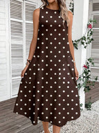 Vestido Midi Poá com Gola Redonda e Bolsos - La Lecce