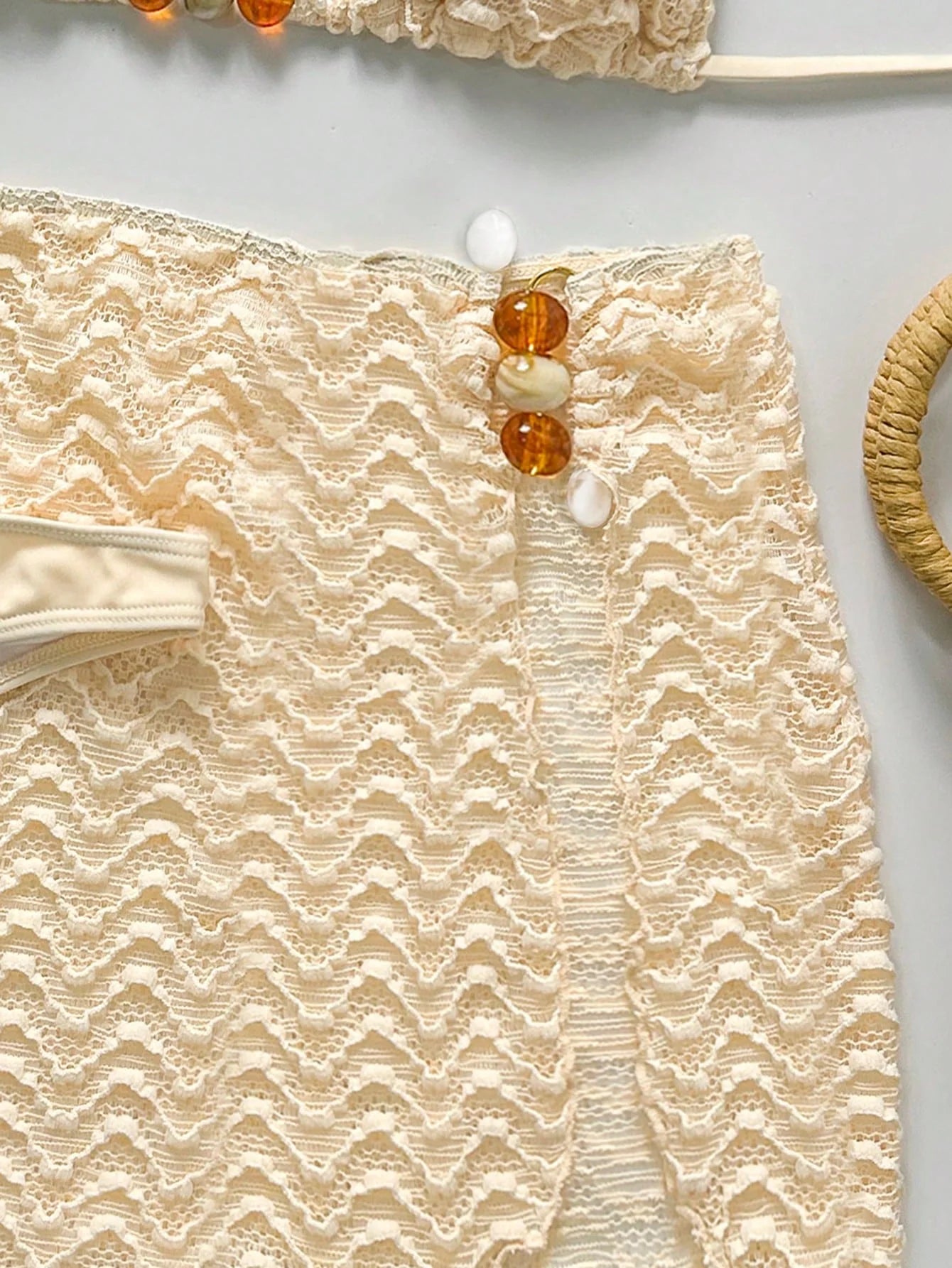 Conjunto de Biquíni 3 Peças Texturizado com Saia