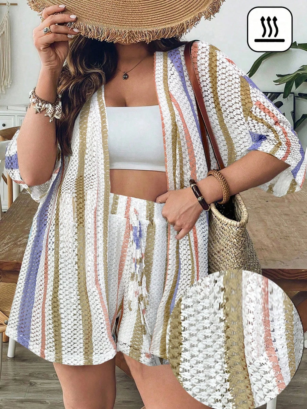 Conjunto Plus Size Casual com Mini Shorts
