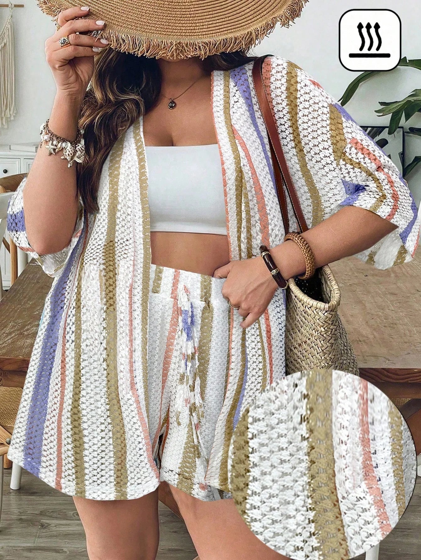 Conjunto Plus Size Casual com Mini Shorts