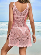 Saída de Praia Tricô Vazada Formato Leque Slim Fit