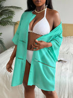 Saída de Praia Plus Size Manga Longa