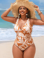 Maiô Plus Size Tropical Decote V