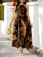 Vestido Maxi Frente Única com Laço e Bainha Assimétrica