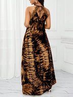 Vestido Maxi Frente Única com Laço e Bainha Assimétrica