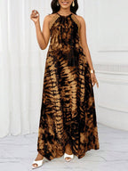 Vestido Maxi Frente Única com Laço e Bainha Assimétrica