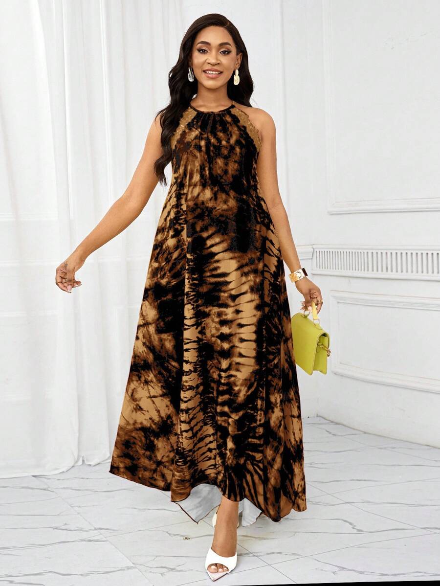 Vestido Maxi Frente Única com Laço e Bainha Assimétrica