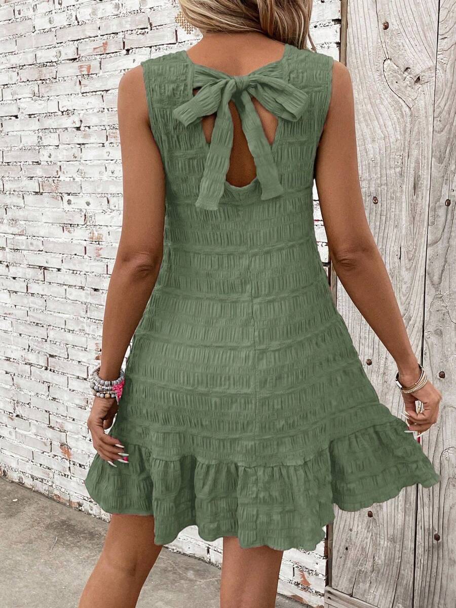 Vestido Midi Evasê com Babado na Barra e Costas Abertas - La Lecce