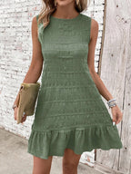 Vestido Midi Evasê com Babado na Barra e Costas Abertas - La Lecce