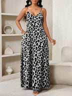 Vestido Longo Floral Decote V com Aplicação de Rosa 3D - La Lecce